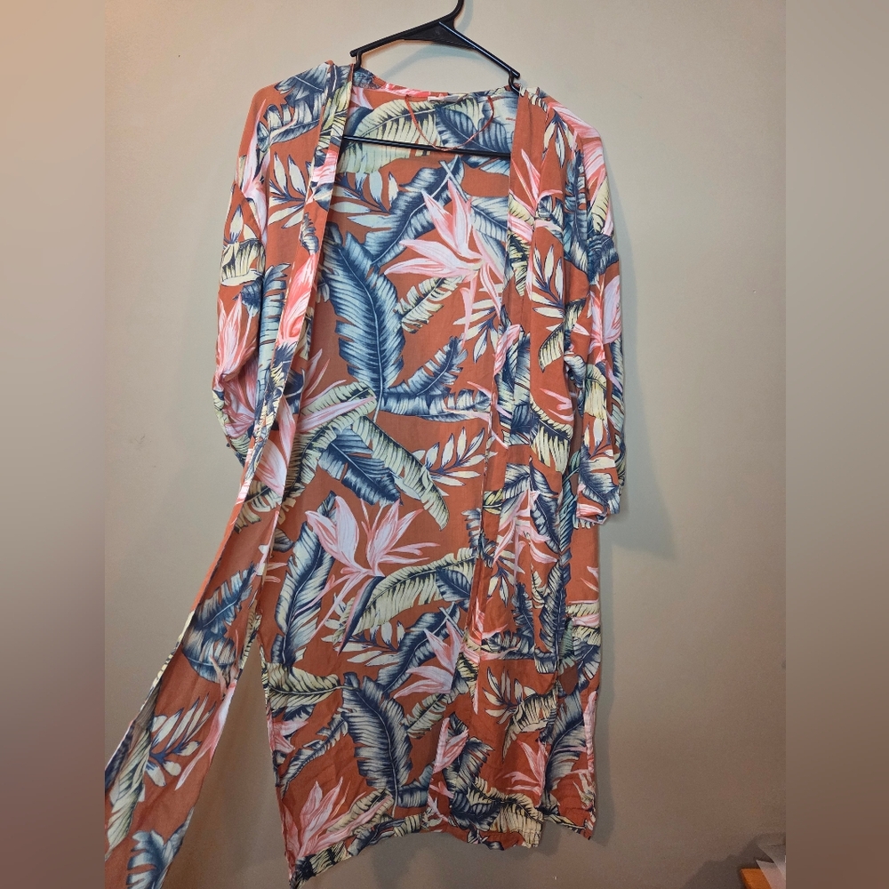 LOFT Tropical Print Duster Kimono Size Small EUC - Picture 3 of 10